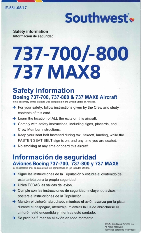 SOUTHWEST AIRLINES B737-700/-800 MAX8