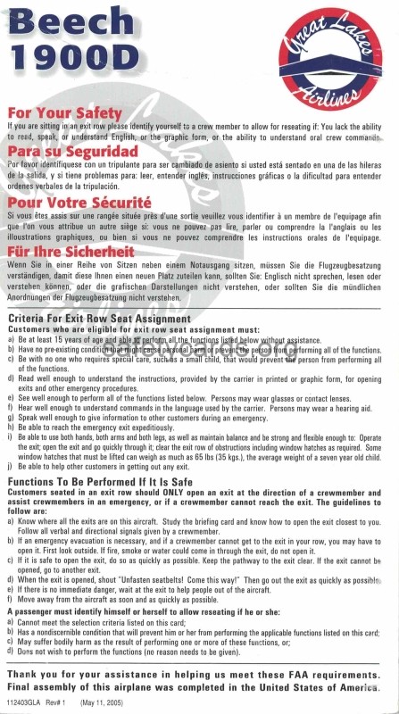 safety card